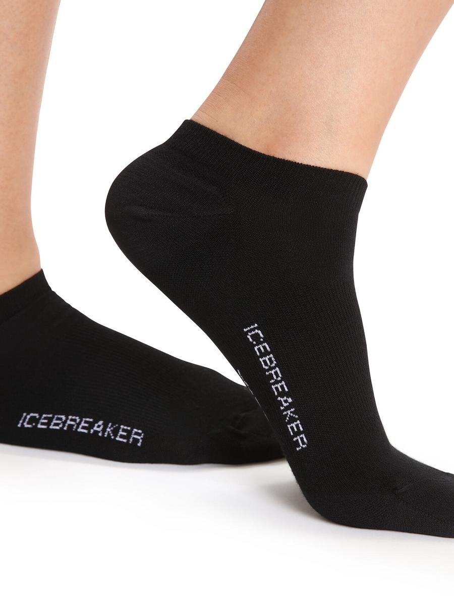 Black / Snow Icebreaker Merino Lifestyle Fine Gauge No Show Women's Socks | AU 1423VRWD